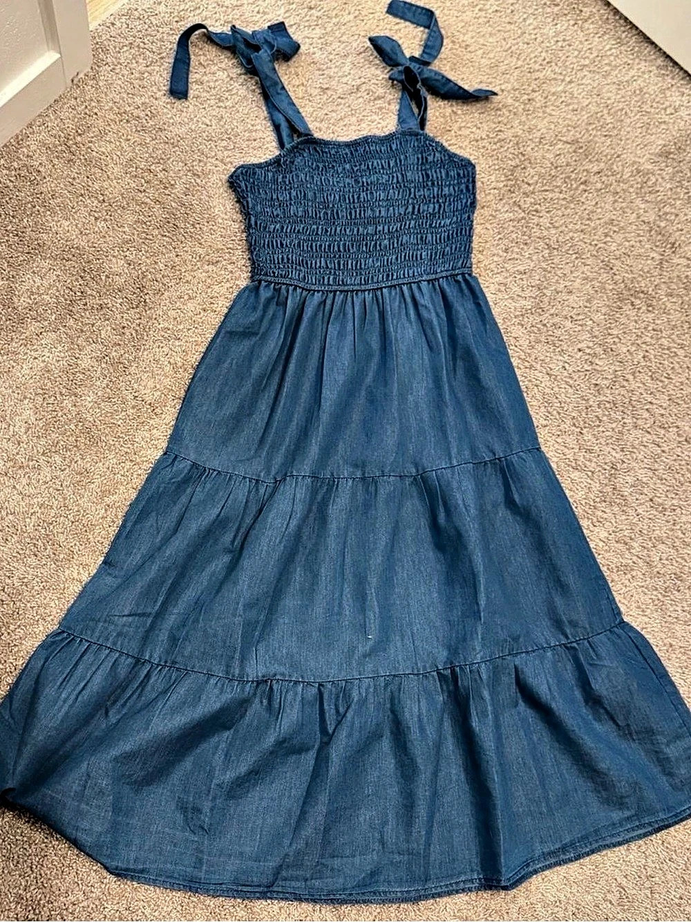 Speed Limit Smocked Maxi Dress in Blue
